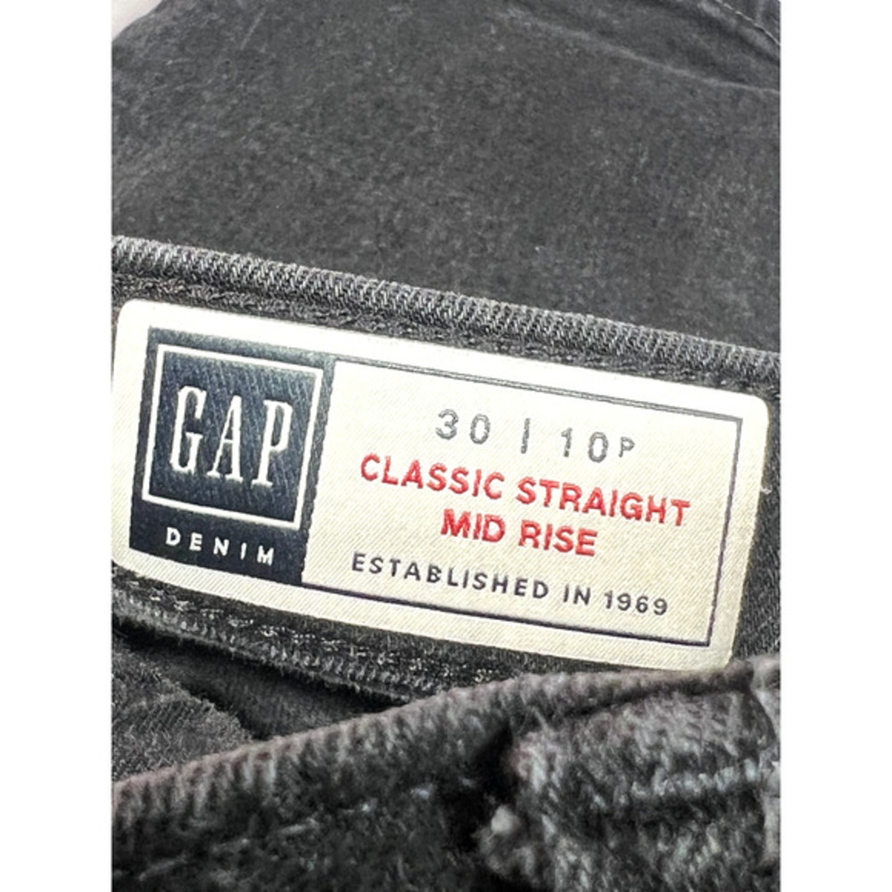 Gap Jeans Womens 10 P Faded Black Denim Classic Straight Mid Rise Stretch - Picture 4 of 14